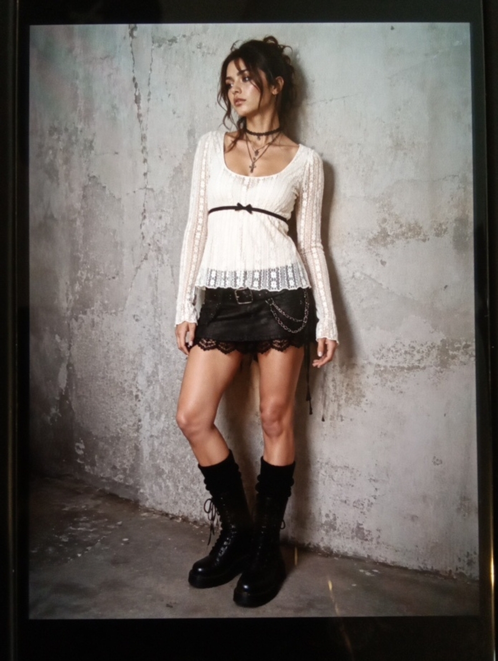 Thrifty Thrift Lace Fairy Grunge Cottagecore Lace Long Sleeve Empire Waist L